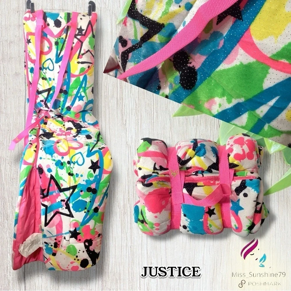 Justice - 30” x 60” plush sleeping bag w/ zipper & easy roll n’ carry straps